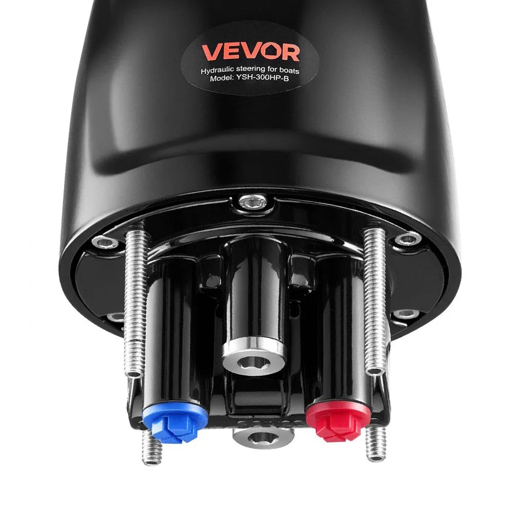 VEVOR Hydraulic Steering Kit, 300 HP, Marine Boat Hydraulic Steering System, with 6.9 MPa/1000 psi Helm Pump, Two-Way Lock Cylinder, and 26ft High-Strength Hoses, for Single Station, Single-Engine Use