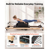 VEVOR Pilates Reformer 96" Foldable Pilates Machine 400 lbs Rubberwood, for Home Use and Gym Workout, with Jump Board, Springs, Sitting Box, and Adjustable Headerest, for Advanced Beginners Users