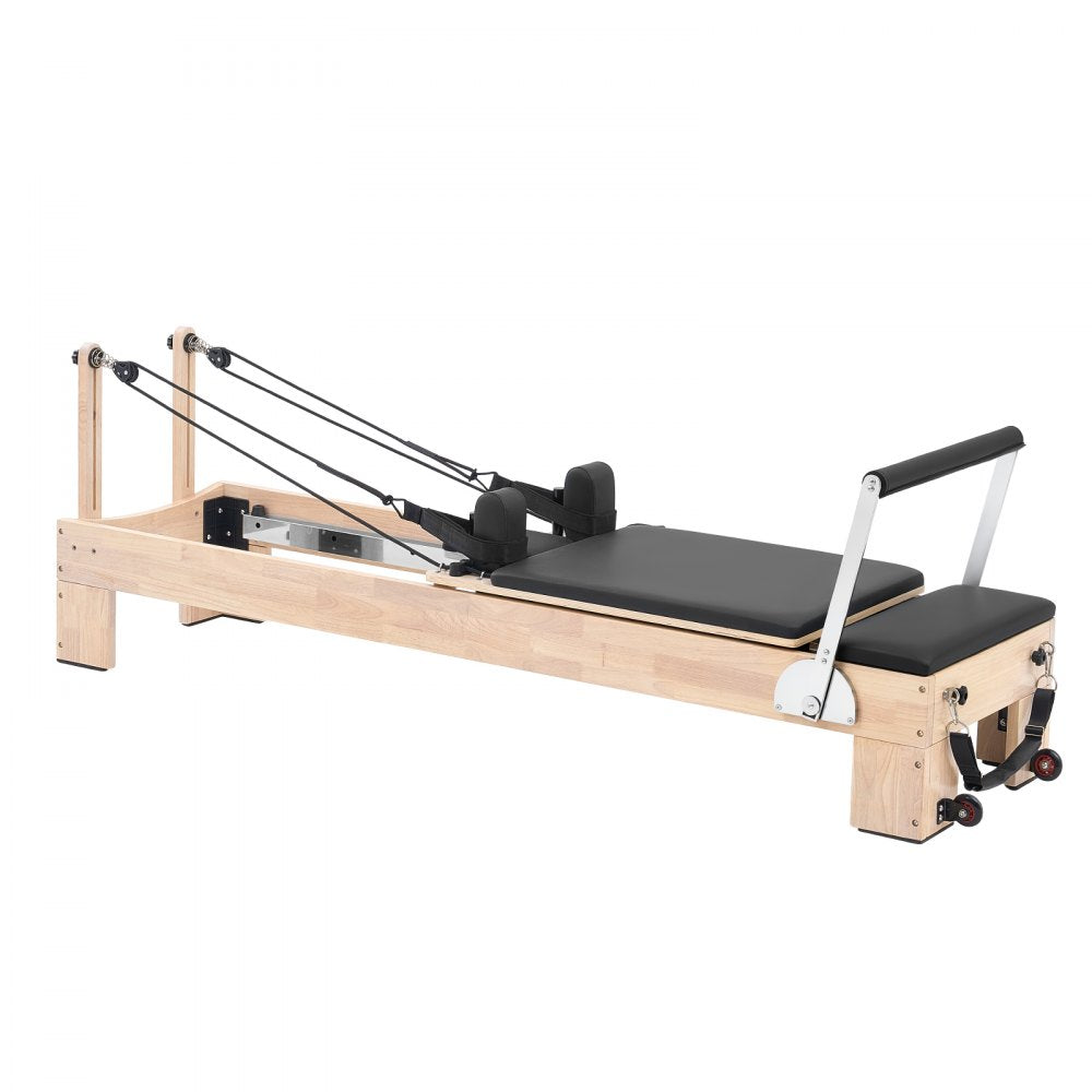 VEVOR Pilates Reformer 94" Pilates Machine 400 lbs Capacity Rubberwood, for Home Use and Gym Workout, with Jump Board, Springs, Sitting Box, and Adjustable Headerest, for Advanced Beginners Users