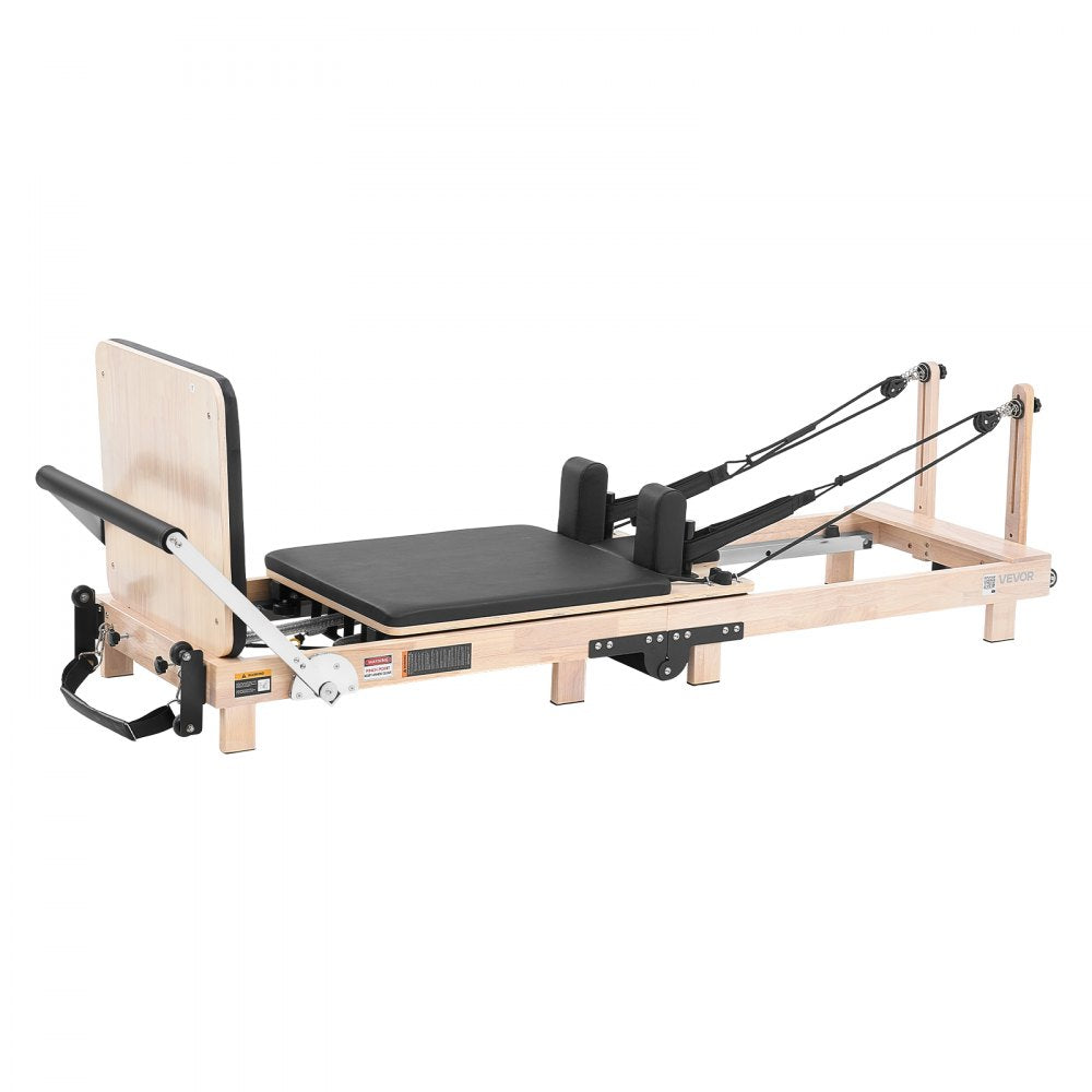 VEVOR Pilates Reformer 91" Foldable Pilates Machine 400 lbs Rubberwood, for Home Use and Gym Workout, with Jump Board, Springs, Sitting Box, and Adjustable Headerest, for Advanced Beginners Users