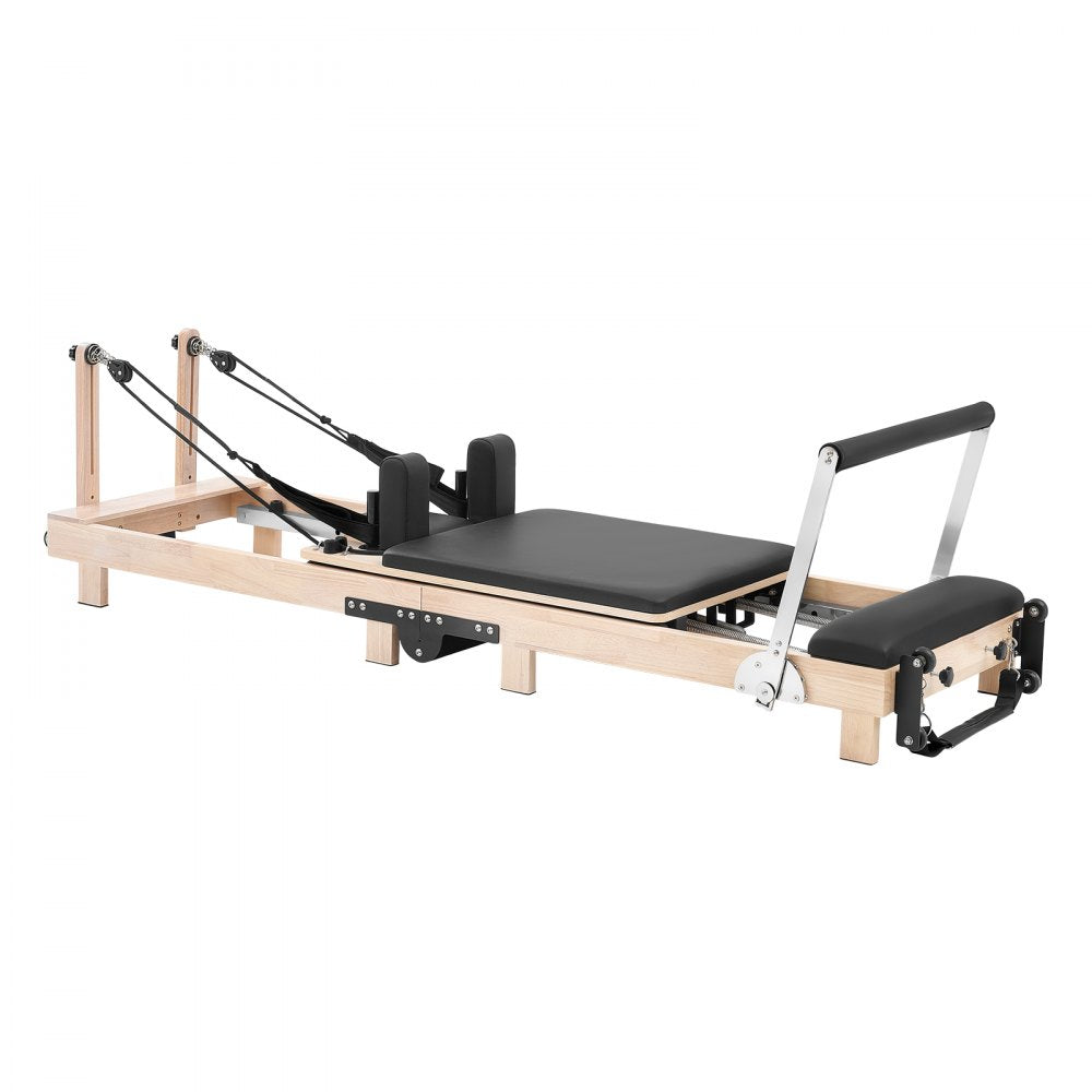 VEVOR Pilates Reformer 91" Foldable Pilates Machine 400 lbs Rubberwood, for Home Use and Gym Workout, with Jump Board, Springs, Sitting Box, and Adjustable Headerest, for Advanced Beginners Users