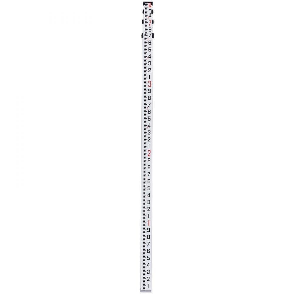 VEVOR Aluminum Grade Rod, 14-Feet/10ths 6 Sections Telescopic Measuring Rod,Double-Sided Scale 1/10 ft Leveling Rod Stick,Aluminum Alloy Survey Rod w/ Bubble Level&Carrying Bag for Houses,Walls,Floors