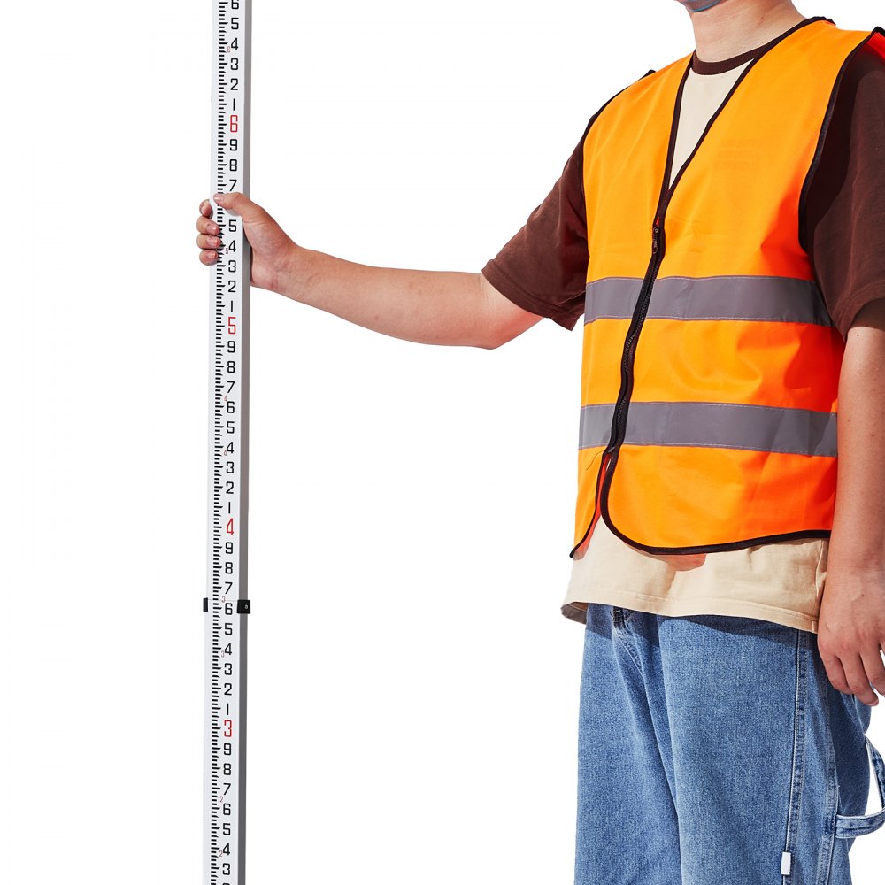 VEVOR Aluminum Grade Rod, 20-Feet/10ths 6 Sections Telescopic Measuring Rod,Double-Sided Scale 1/10ft Leveling Rod Stick, Aluminum Alloy Survey Rod w/ Bubble Level &Carrying Bag for Houses,Walls,Floor