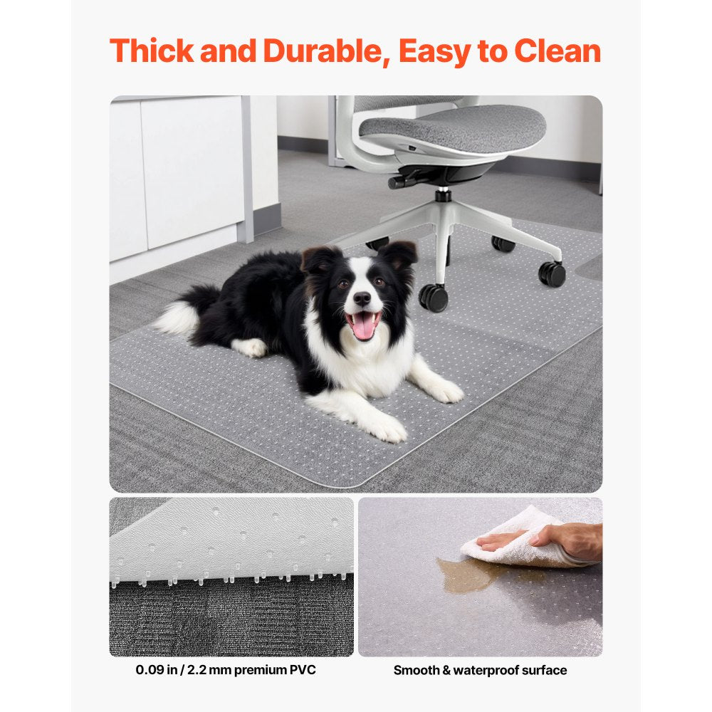 VEVOR Chair Mat with Lip, 36 x 48-inch Office Chair Mat for Low Pile Carpeted Floors, Plastic Floor Protector Rug with Studded, Non-Slip & Easy to Clean, Smooth Glide Under Desk Rug for Home Office