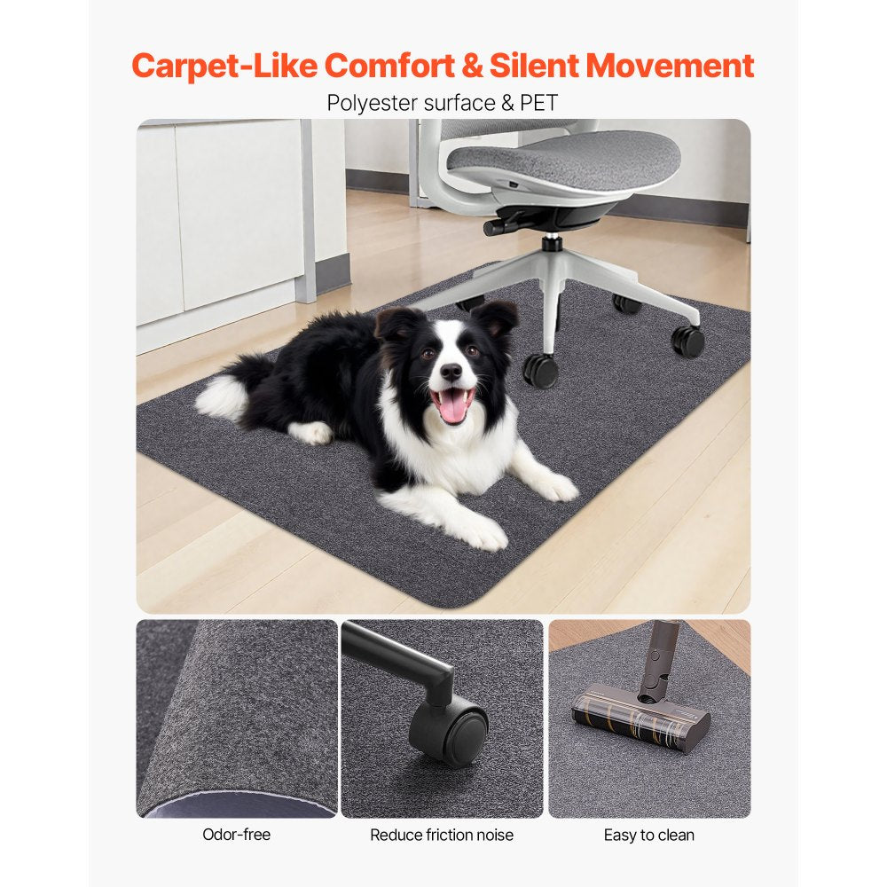 VEVOR Chair Mat, 55 x 35-inch Office Chair Mat for Hard Floors, Floor Protector for Rolling Chairs, Polyester Surface, Non-Slip & Easy to Clean, Smooth Glide Under Desk Rug for Home Office (Dark Grey)