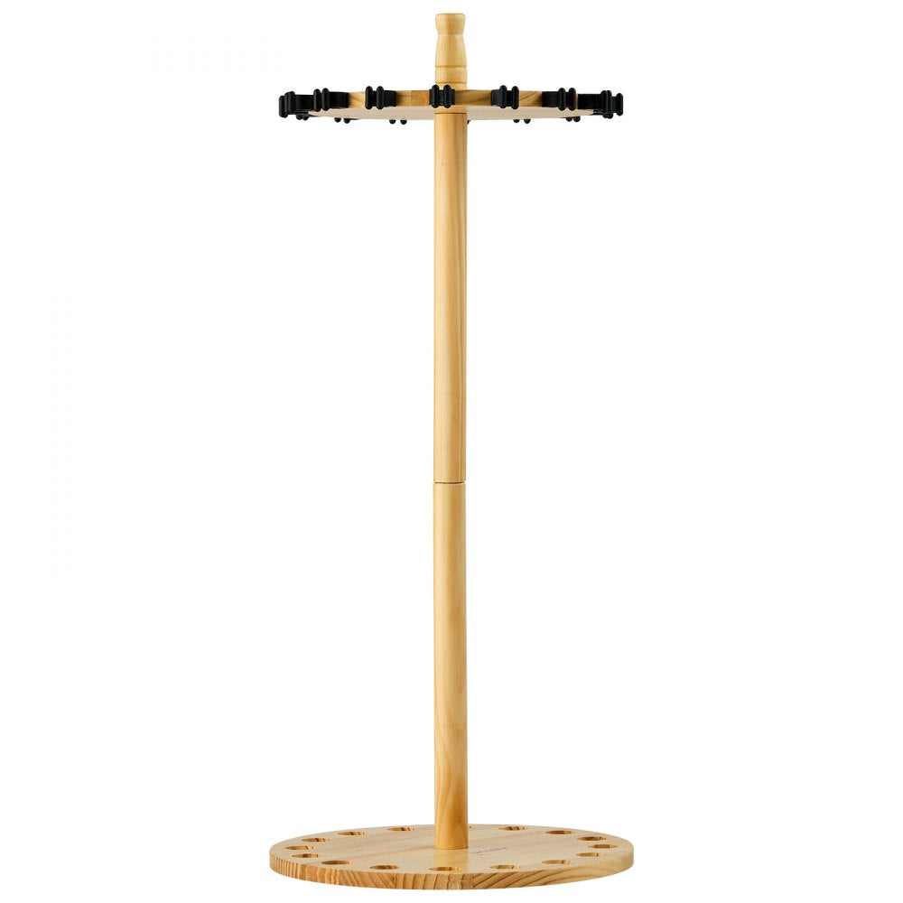 VEVOR Fishing Rod Holders for 16 Fishing Poles, Wood Round Fishing Rods Rack for Garage Organization and Storage, Floor Stand Space-Saving Equipment, for Reels Gear Accessories, Gifts for Men