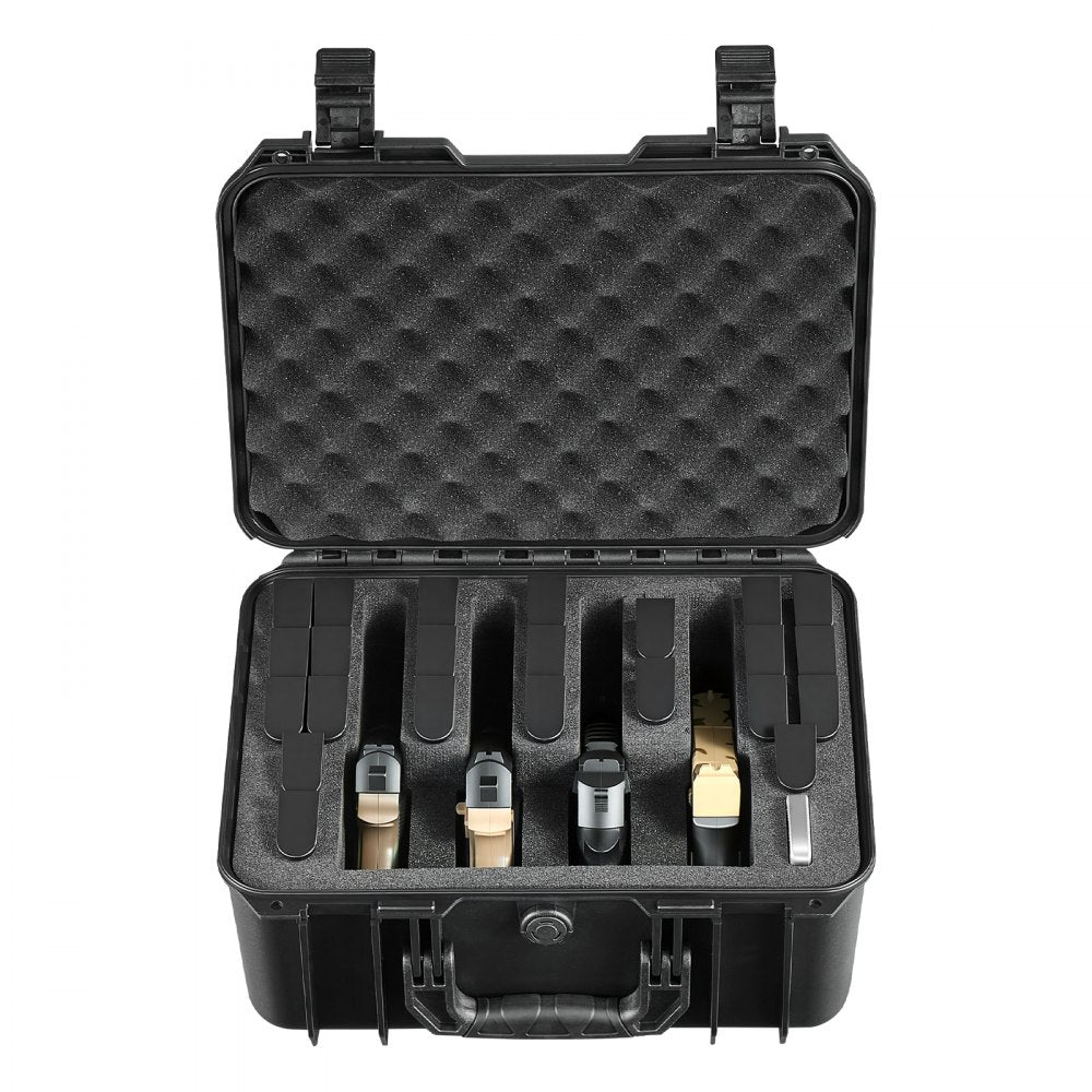 VEVOR Hard Pistol Case, Heavy Duty Hard Gun Case with XPE Foam Lining, Waterproof Pistol Storage Box with Customizable Interior & Handle for Gun, Lenses, Camera, Gear, TSA Compliant, 15.9x12.5x7.5 in
