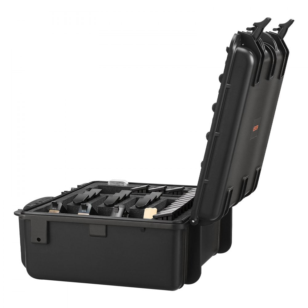 VEVOR Hard Pistol Case, Heavy Duty Hard Gun Case with XPE Foam Interior, Waterproof Pistol Storage Box with Customizable Lining & Handle for Gun, Lenses, Camera, Gear, TSA Compliant, 18.7x12.5x7.5 in