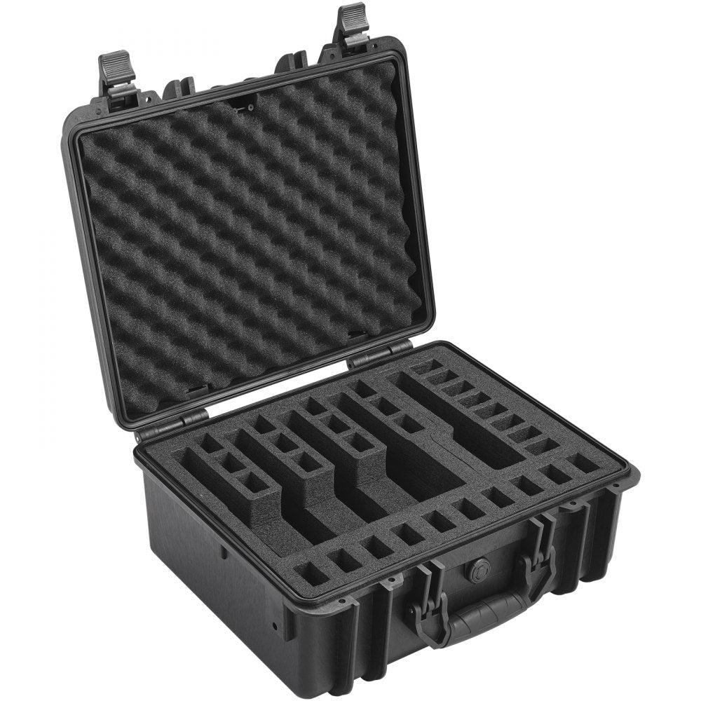 VEVOR Hard Pistol Cases with Pre-cut Lining, Waterproof & Dustproof Hard Gun Case for 5 Pistol, 18.9×16.3×8.5 in Lockable Pistol Case, Black