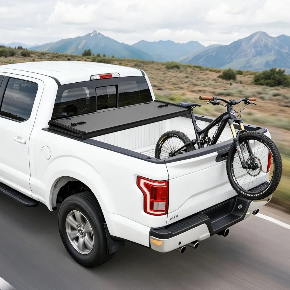 VEVOR Hard Tri-Fold Truck Bed Tonneau Cover, Compatible with 2007-2025 Chevy Silverado/GMC Sierra 1500 5.8 ft (69.3 in) Short Box (No CarbonPro Bed), Waterproof Fiberglass Folding Truck Tonneau Cover