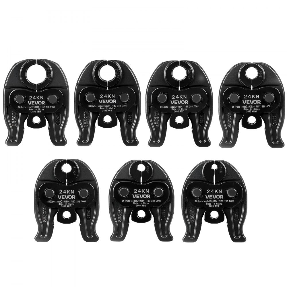 VEVOR 7PCS Pressing Jaws 1/4" to 1-1/8" - Compatible with RLS Copper Pipes, Work with 24KN Compact Series Press Tools for High Pressure HVAC/R Applications, 60 HRC Hardened Steel - with Case