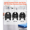 VEVOR 3PCS VPF Press Jaws 1/2", 3/4", 1" for PEX Pipe Stainless Steel Rings, Compatible with Pureflow, Work with 24KN Compact Series Press Tools, 60 HRC Hardened Steel - Includes Carrying Case