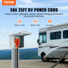 VEVOR 25 ft RV Extension Cord, 50 Amp, Heavy Duty STW RV Power Cord, NEMA 14-50R Female NEMA 14-50P Male Plug, with LED Indicator Handle 15A Adapter, for RVs, trams, generators, campers, ETL Listed