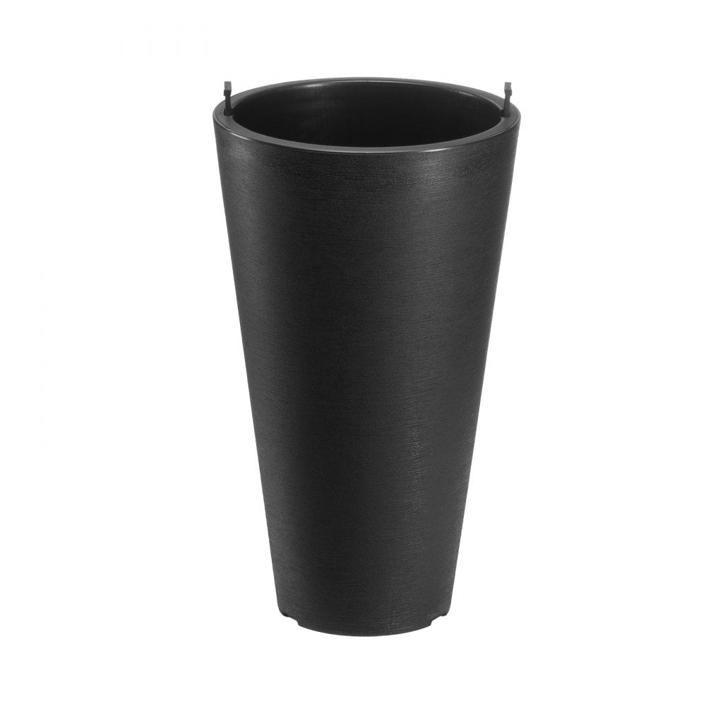 VEVOR Set of 2 Tall Planter For Outdoor Indoor Plants 24inch, Black Round Large Planters For Front Porch, Patio, Tall Taper Flower Tree Plant Pots with Modern Design and Built-in Drainage