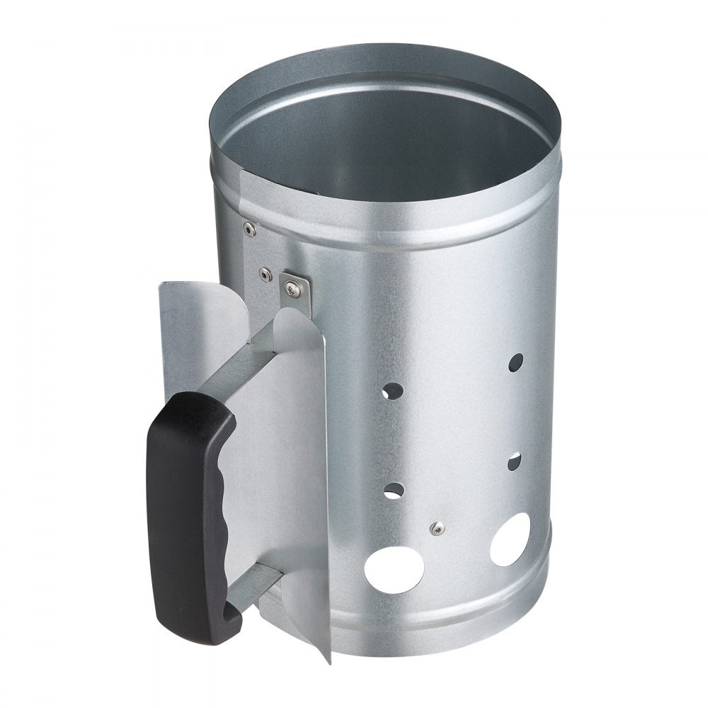 VEVOR Charcoal Chimney Starter, 4 lbs Large Capacity Coal Fireplace, Heavy Duty BBQ Steel Chimney Starter for Charcoal Grill and Barbecues, Compact On-the-Go Carbon Lighter and BBQ Grill Tool, Silver