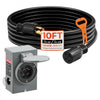 VEVOR 30 Amp Generator Cord and Power Inlet Box, 10 FT, 125/250V NEMA L14-30P to L14-30R Heavy Duty Extension Power Cord, SJTW 10 Gauge 7500W, Pre-Drilled Inlet Box, for Generator to House, ETL Listed