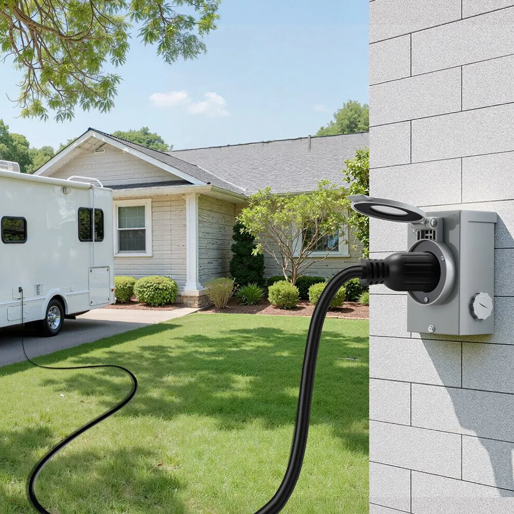 VEVOR 30 Amp Generator Cord and Power Inlet Box, 15 FT, 125/250V NEMA L14-30P to L14-30R Heavy Duty Extension Power Cord, SJTW 10 Gauge 7500W, Pre-Drilled Inlet Box, for Generator to House, ETL Listed