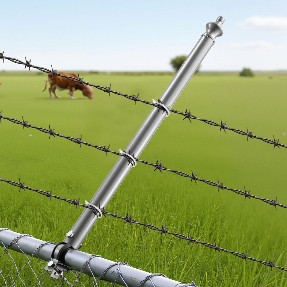 VEVOR Chain Link Fence Extensions, 18 Packs 27.4" Extension Height, Galvanized Post Extender for 1.3" to 1.5" Top of Fence, U Bracket, Barbed Wire Extend Arm for Privacy, Prevent Dogs Jumping Out