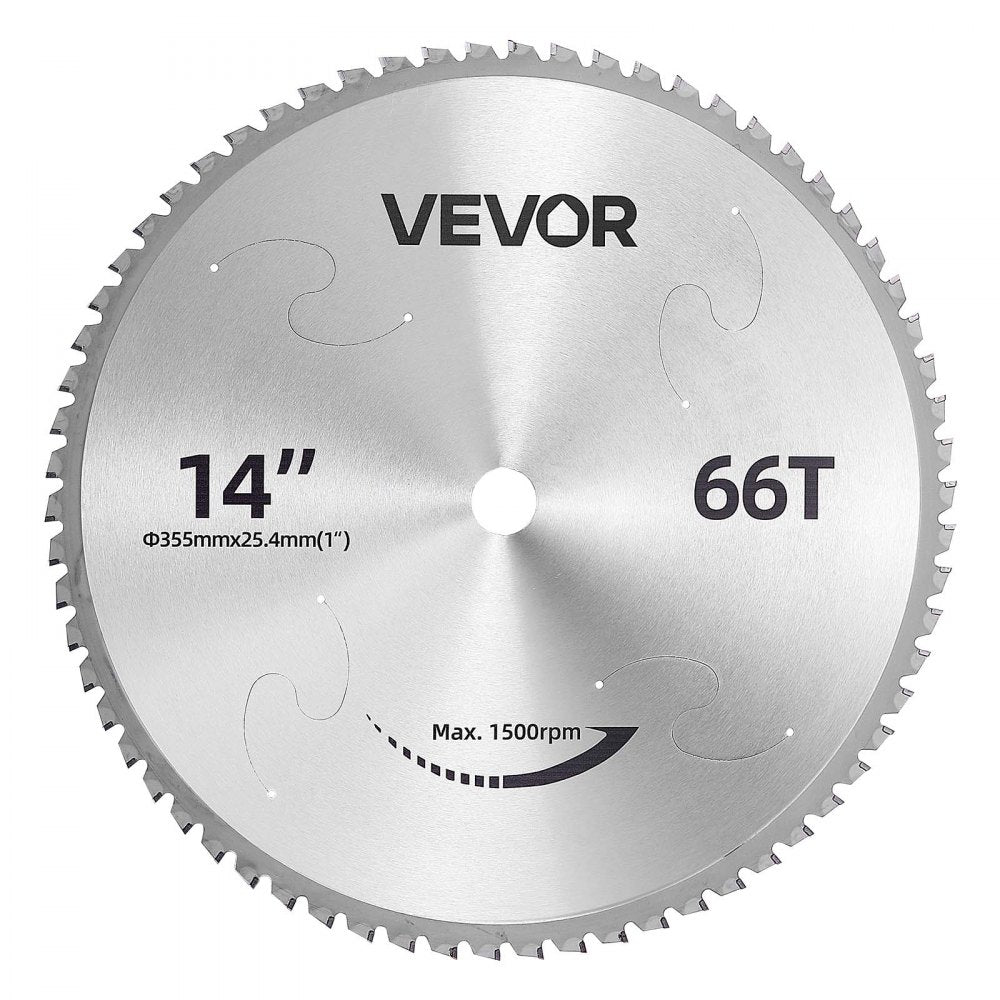 VEVOR Chop Saw Blade 14-in 66 Teeth Cermet-Tipped Metal Cold Cutting Blade, Compatible with Chop Saws, 4000 Cuts, Cutting Smooth Surfaces with No Burrs, Noise Reduction and Heat Dissipation Holes