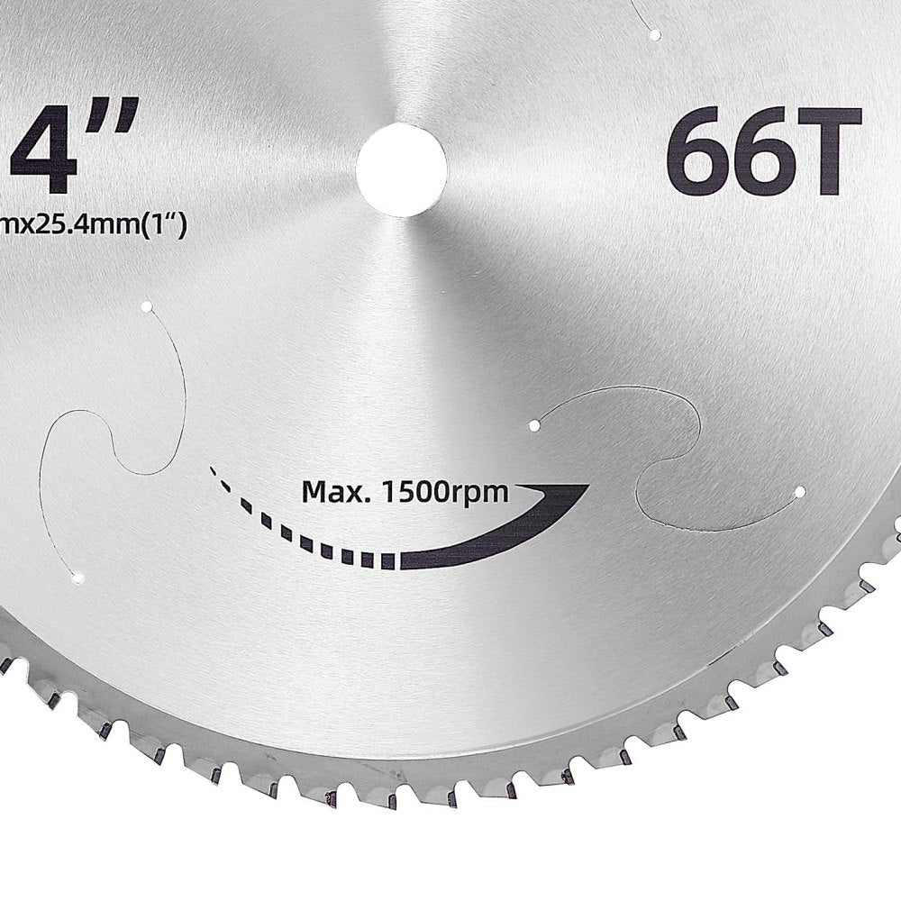 VEVOR Chop Saw Blade 14-in 66 Teeth Cermet-Tipped Metal Cold Cutting Blade, Compatible with Chop Saws, 4000 Cuts, Cutting Smooth Surfaces with No Burrs, Noise Reduction and Heat Dissipation Holes