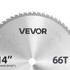 VEVOR Chop Saw Blade 14-in 66 Teeth Cermet-Tipped Metal Cold Cutting Blade, Compatible with Chop Saws, 4000 Cuts, Cutting Smooth Surfaces with No Burrs, Noise Reduction and Heat Dissipation Holes