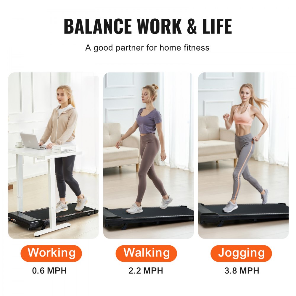 VEVOR Walking Pad, Under Desk Treadmill with Incline, Working Walking Jogging Machine for Home Office, 265 Lbs Capacity 2.5HP Portable Walking Pad, with Remote Control, LED Display, and Bluetooth