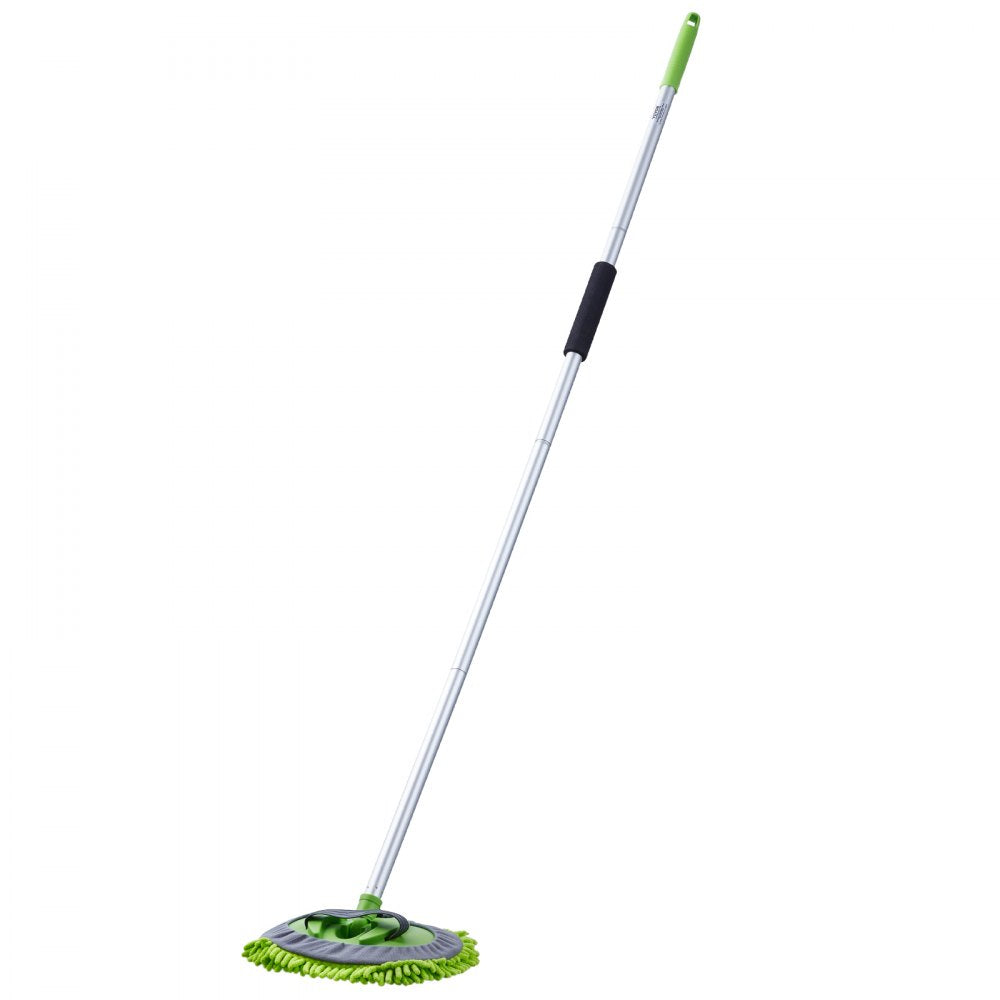 VEVOR Car Wash Brush, 62-Inch Extendable Car Washing Brush with Long Handle, Soft Chenille Fiber Car Wash Mop Mitt, 180° Rotatable Car Cleaning Brush with 1 Replacement Mop for Car, RV, Window, Floor