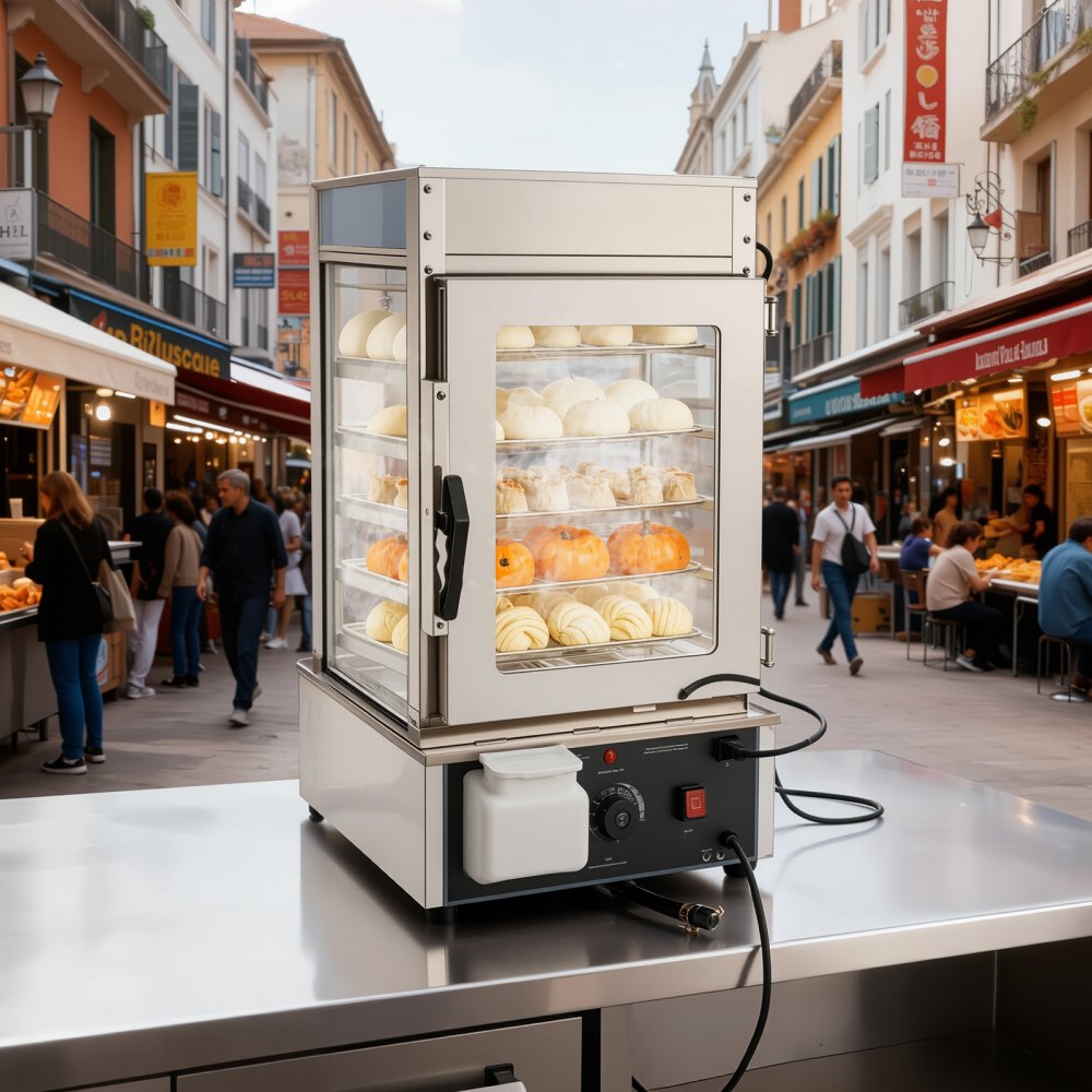 VEVOR 5-Tier Commercial Food Warmer Display, 1200W Food Display Warmer with LED Light, Adjustable Shelf & Stainless Steel Frame, 86℉~230℉ Steam Heating, 120L for Hamburger, Pizza, Bread, Fried Chicken