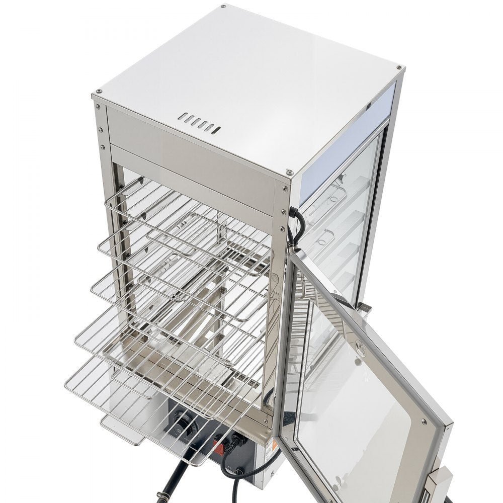 VEVOR 5-Tier Commercial Food Warmer Display, 1200W Food Display Warmer with LED Light, Adjustable Shelf & Stainless Steel Frame, 86℉~230℉ Steam Heating, 120L for Hamburger, Pizza, Bread, Fried Chicken