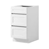 VEVOR White Shaker Base Cabinet Ready to Assemble, 18"W Unassembled Cabinet, 18" W x 24" D x 34.5" H, with 3 Drawers, Soft-Close Hardware, Fine Edge Banding, for Home, Office, and Laundry Room
