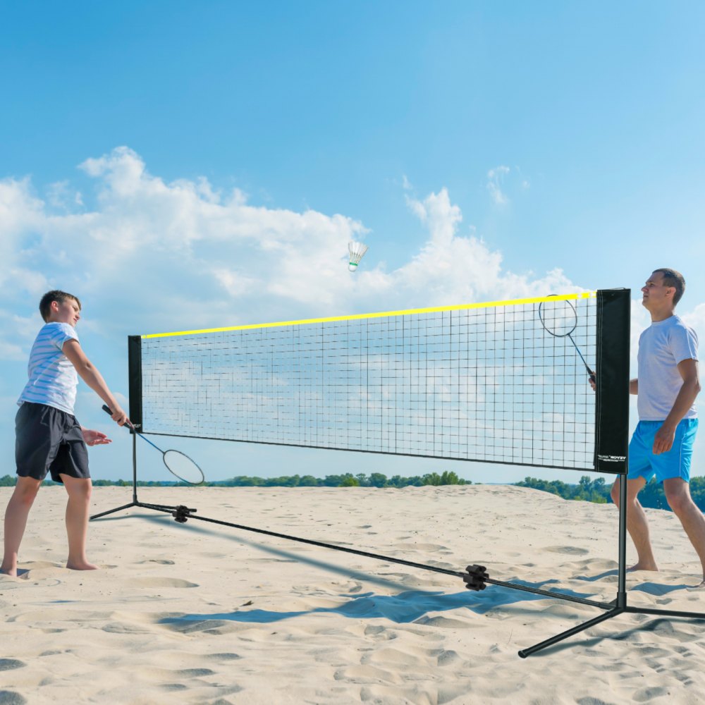 VEVOR Badminton Net, Height Adjustable Volleyball Net, 10ft Wide Foldable Pickleball Net, Portable Easy Setup Tennis Net Set with Poles, Stand and Carry Bag, for Kids Backyard Game Indoor Outdoor Use