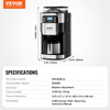 VEVOR Coffee Maker with Grinder, 8 Cup Coffee Machine, Grind and Brew Coffee Maker with 3 Brew Strength Control, 24-Hour Timer for Auto Brew, for Home Office Restaurant