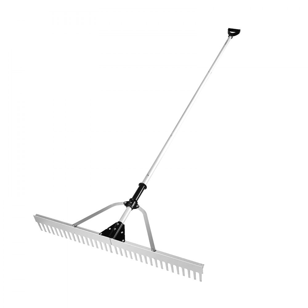 VEVOR Landscape Rake, 36" Head Aluminum Landscape Rake, Lake Weed Rake with 102.36" Adjustable Extension Handle, Rope and Float, for Loosening Soil, Lawn Care, Weeding Lake, Garden, Pond