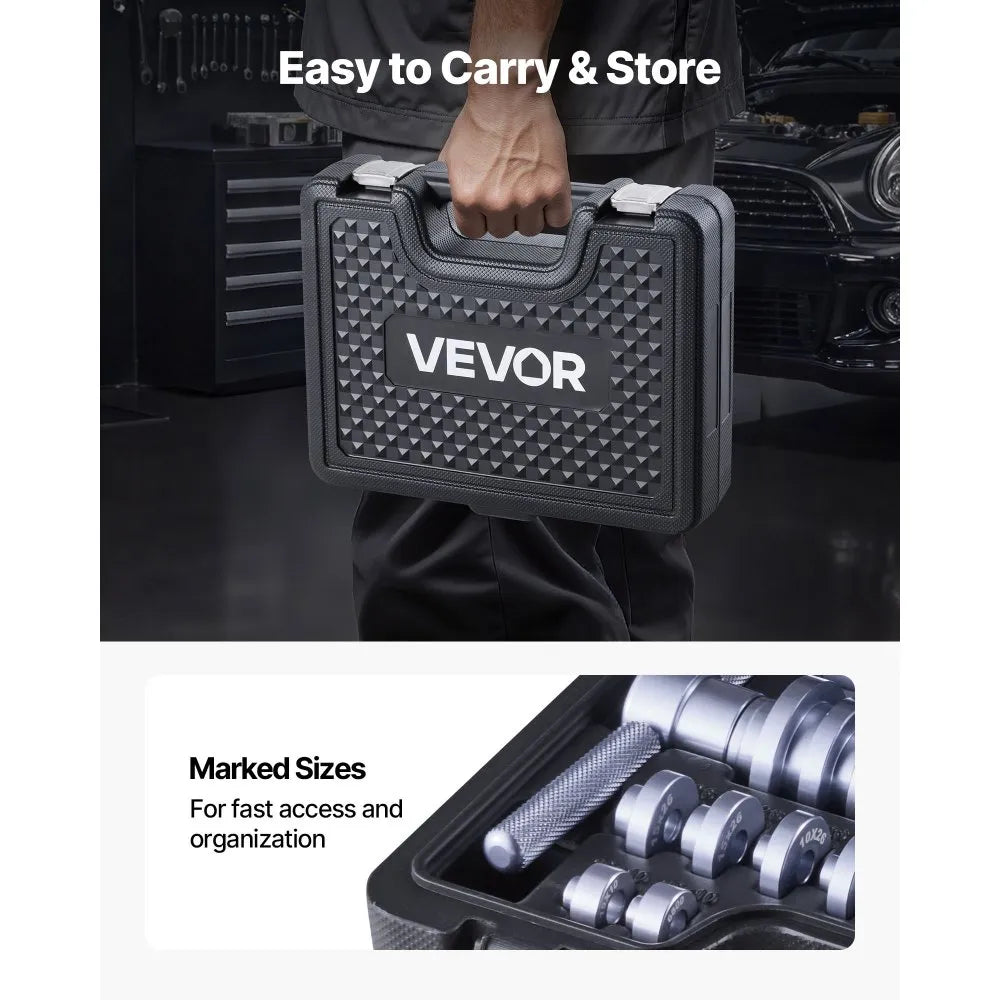 VEVOR Bearing Press Kit, 25 Pcs, Bearing Race and Seal Driver Set with Bushings & Wrenches, Bushing Driver Tool Set, Heavy Duty Aluminum Alloy Seal Removal Installation Tool Kit with Storage Case