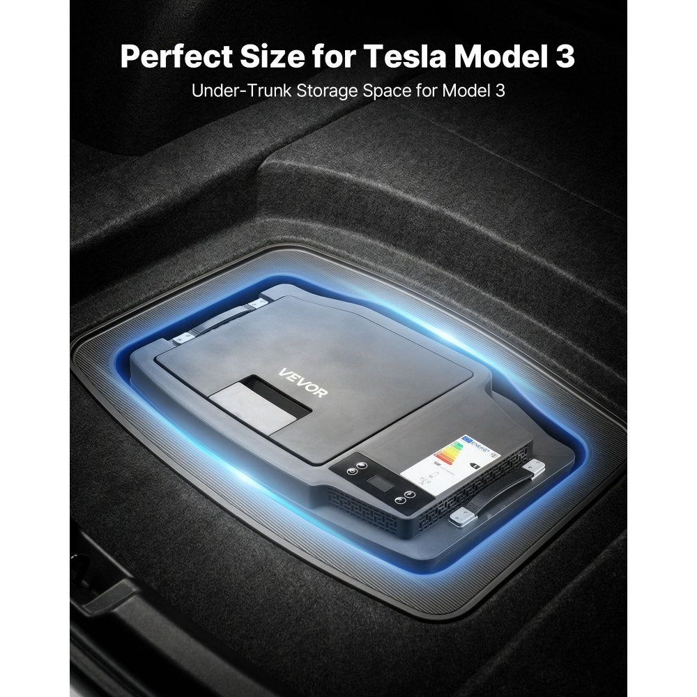 VEVOR 12 Volt Refrigerator, 21.1 QT/ 20L Car Fridge for Tesla Model 3, Portable Electric Freezer Compressor with APP Control, 12V/24V DC, 3℉ to 50℉