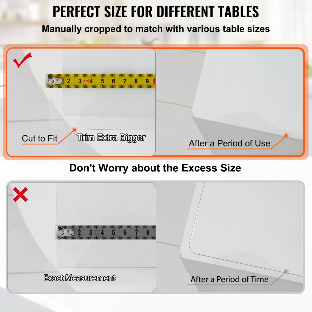 VEVOR Plastic Table Cover, 42"x96"x0.08", Transparent PVC Table Protector, Rectangle Clear Desk Mat, Water Oil Proof Table Cover for Dining Table Coffer Table Kitchen Worktable Dresser Cabinet, etc.