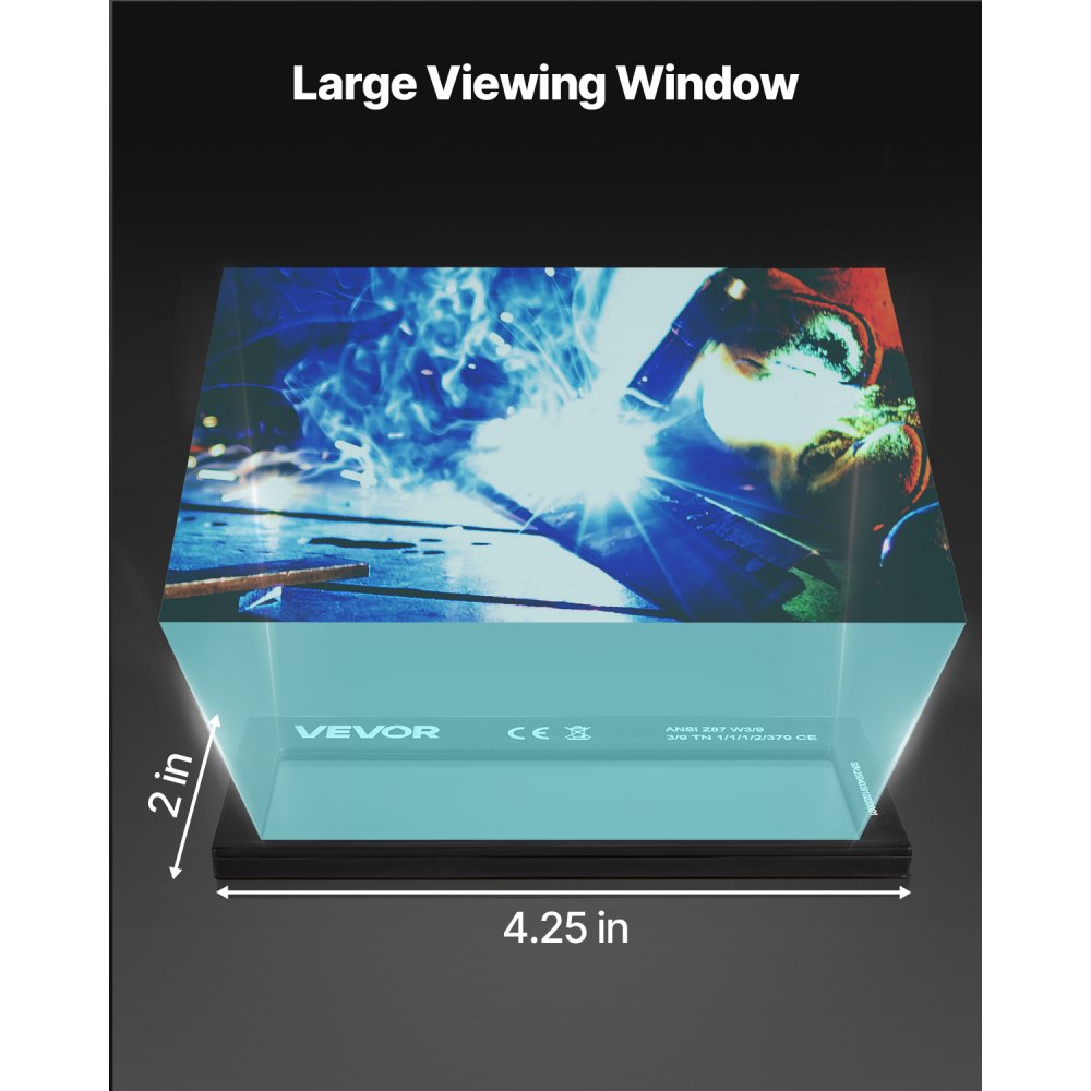 VEVOR Auto Darkening Welding Lens 4.25" x 2", Shade 9 True Color Welding Lens with Dual Arc Sensors & Gold Coating, Compatible with Most Welding Helmets for TIG, MIG, MMA, ARC Applications