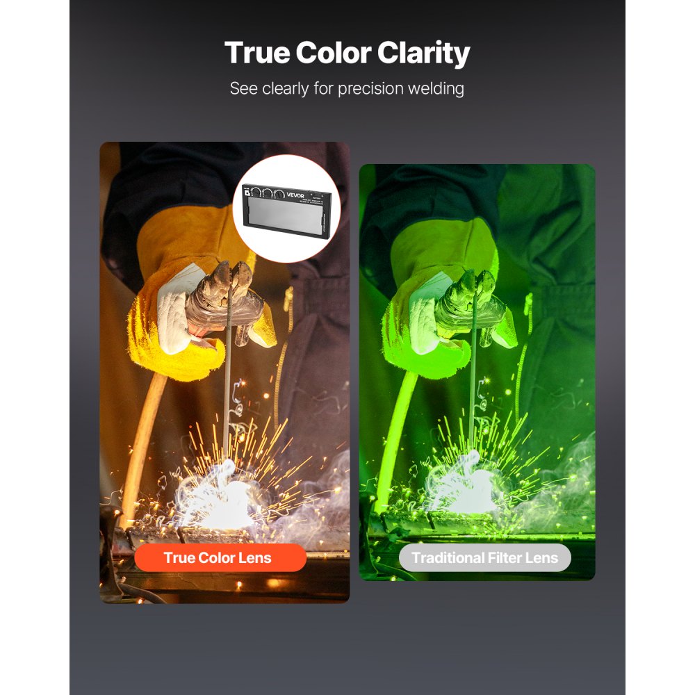 VEVOR Auto Darkening Welding Lens 4.25" x 2", Shade 5-13 Adjustable True Color Welding Lens with Dual Arc Sensors & Gold Coating, Compatible with Most Welding Helmets for TIG, MIG, MMA Applications