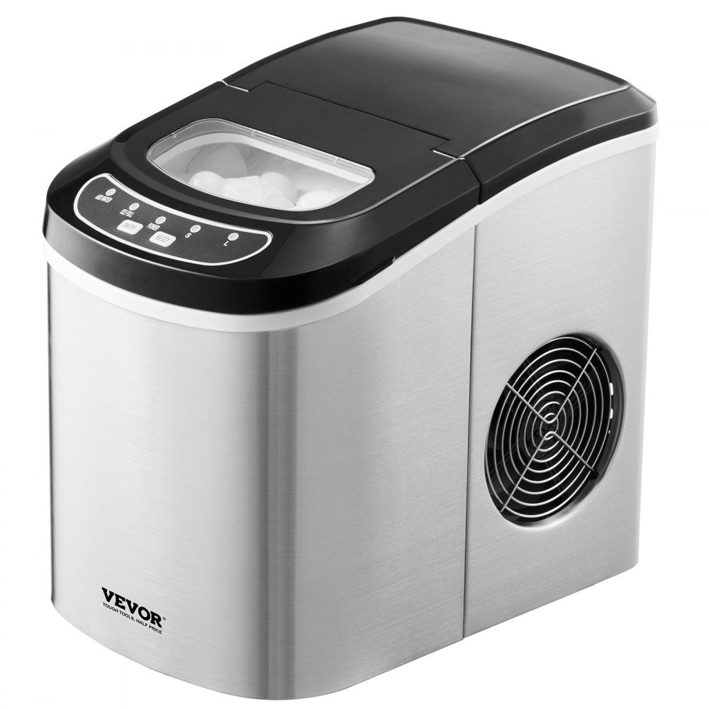 VEVOR Countertop Ice Maker, 9 Cubes Ready in 6 Mins, 33lbs in 24Hrs, Self-Cleaning Portable Ice Maker with Ice Scoop and Basket, Ice Machine with 2 Sizes Bullet Ice for Home Kitchen Office Bar Party