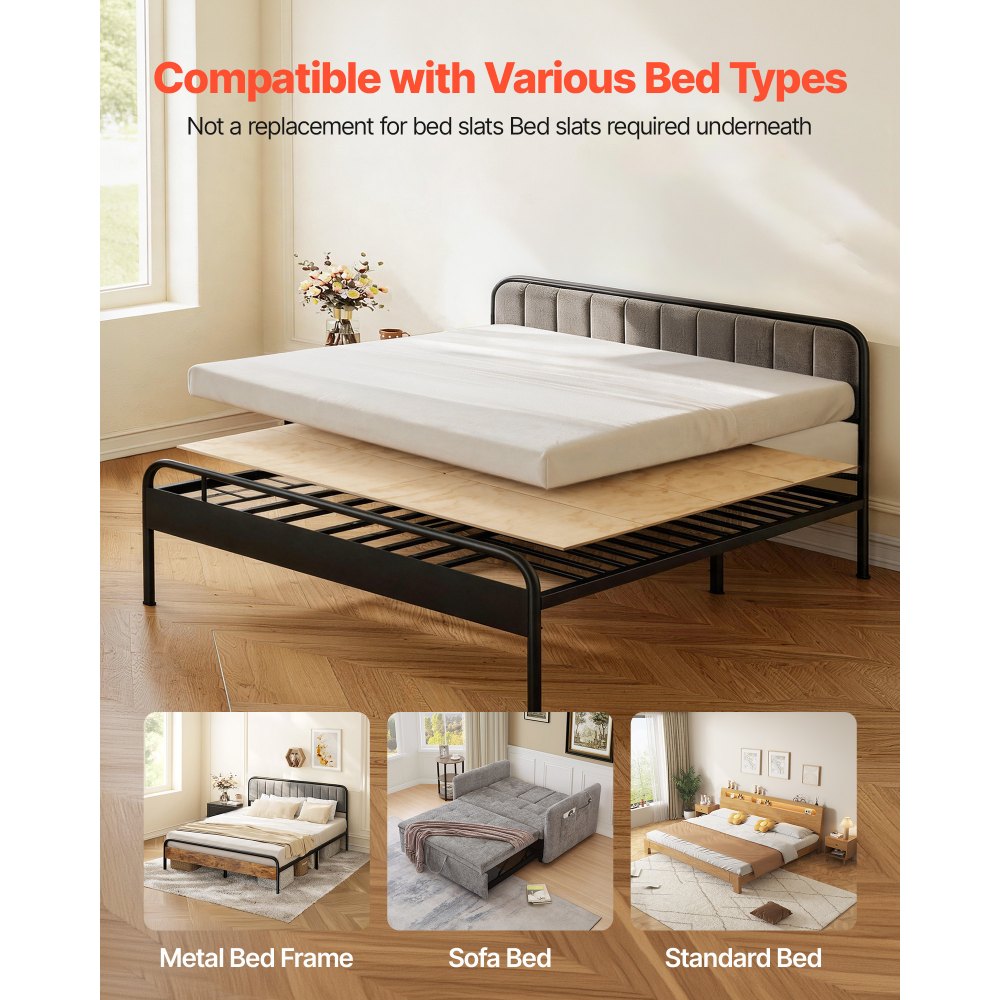 VEVOR Bunkie Board, Cal King 69.7 x 81.9 in, Foldable Bed Board Under Mattress with Nylon Webbing, Plywood, Rounded Edges, Anti-Sag Design for Metal Frames, Sleeper Sofas, Platform and Bunk Beds