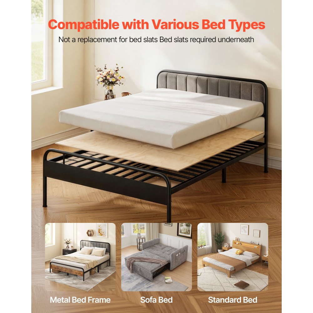 VEVOR Bunkie Board, King Size 76.8 x 70.1 in, Foldable Bed Board Under Mattress with Nylon Webbing, Plywood, Rounded Edges, Anti-Sag Design for Metal Frames, Sleeper Sofas, Platform and Bunk Beds