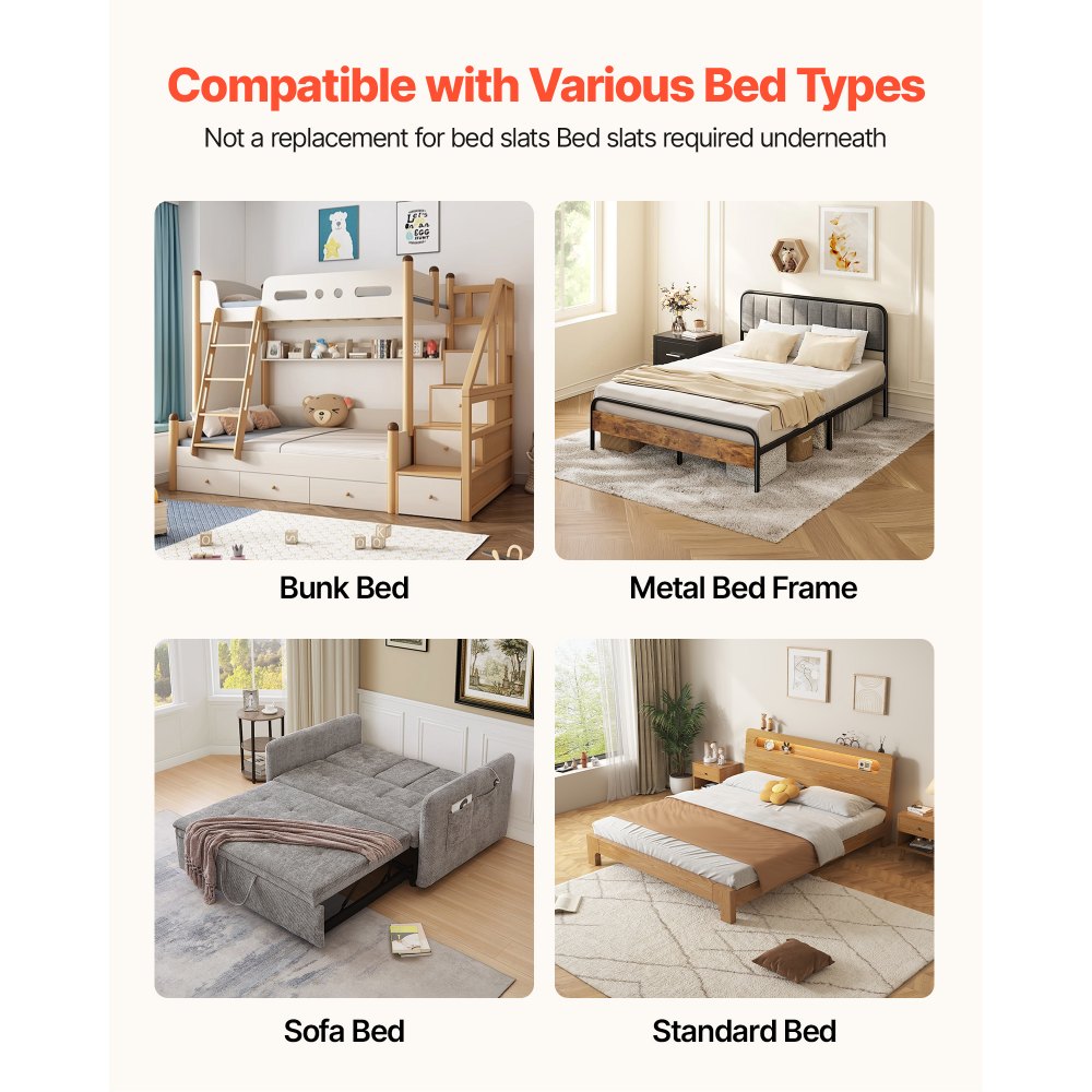 VEVOR Bunkie Board, Queen Size 80.3 x 60.2 in, Foldable Bed Board Under Mattress with Hook-and-Loop Straps, PP Core with 600D Oxford Fabric, Anti-Sag for Metal Frames, Bunk Beds, and Sleeper Sofas