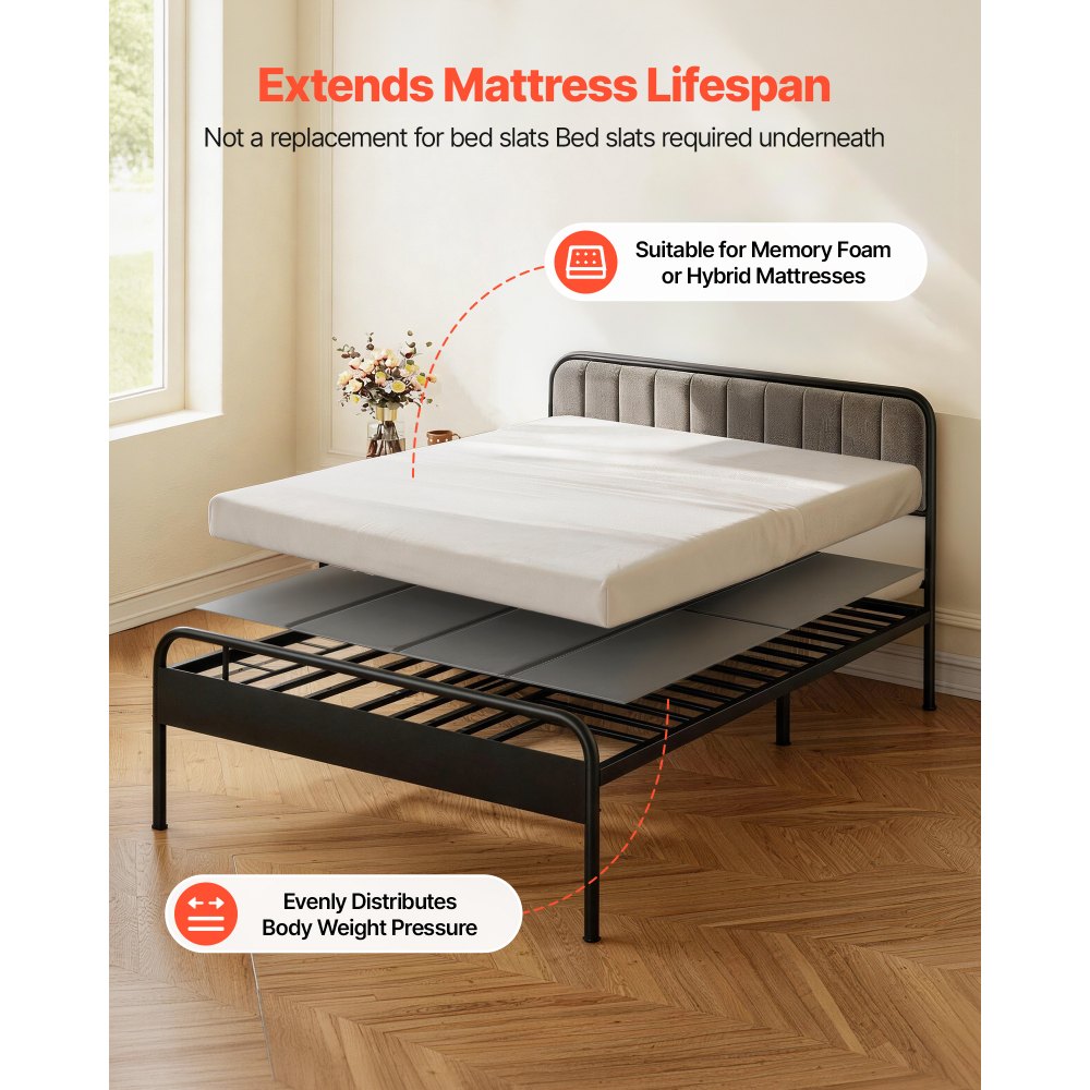 VEVOR Bunkie Board, Queen Size 80.3 x 60.2 in, Foldable Bed Board Under Mattress with Hook-and-Loop Straps, PP Core with 600D Oxford Fabric, Anti-Sag for Metal Frames, Bunk Beds, and Sleeper Sofas