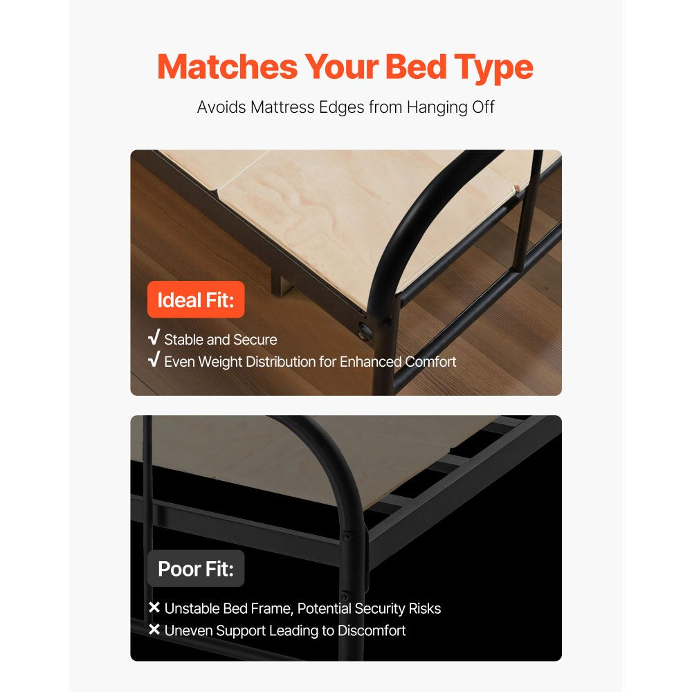 VEVOR Twin Size Bunkie Board, 0.4 in Foldable Bed Board Slats with Connection, Wooden Mattress Support for Twin Size Bed, Support under Mattress Boards, Ready to Use, 8 Piece, Burlywood