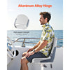 VEVOR Boat Seat, Low Backrest, Folding Fishing Boat Seat with Thickened Sponge Cushion & Waterproof PVC Leather, Aluminum Alloy Hinges, Flip Up Boat Seat for Fishing Boats, Yachts, Ships, White