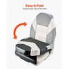 VEVOR Boat Seat, High Backrest, Folding Fishing Boat Seat with Thickened Sponge Cushion & Waterproof PVC Leather, Aluminum Alloy Hinges, Flip Up Boat Seat for Boats, Yachts, Ships, Black & Grey