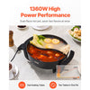 VEVOR Electric Hot Pot, 1360W 5 L Double-flavor Shabu Shabu Pot, Non-Stick Electric Cooker with Divider, Clear Glass Lid, Temperature control, Chinese Hotpot for 6-10 People Family Dinning & Party