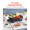 VEVOR Electric Hot Pot, 1360W 5 L Double-flavor Shabu Shabu Pot, Non-Stick Electric Cooker with Divider, Clear Glass Lid, Temperature control, Chinese Hotpot for 6-10 People Family Dinning & Party