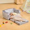 VEVOR 2-in-1 Kids Sofa, Foldable Toddler Soft Couch with Armrests, Made of 28D Sponge & Short Pile, Convertible Toddler Chair to Lounger, Kid Couch Fold Out for Fun Playtime or Comfy Lounging, M, Gray