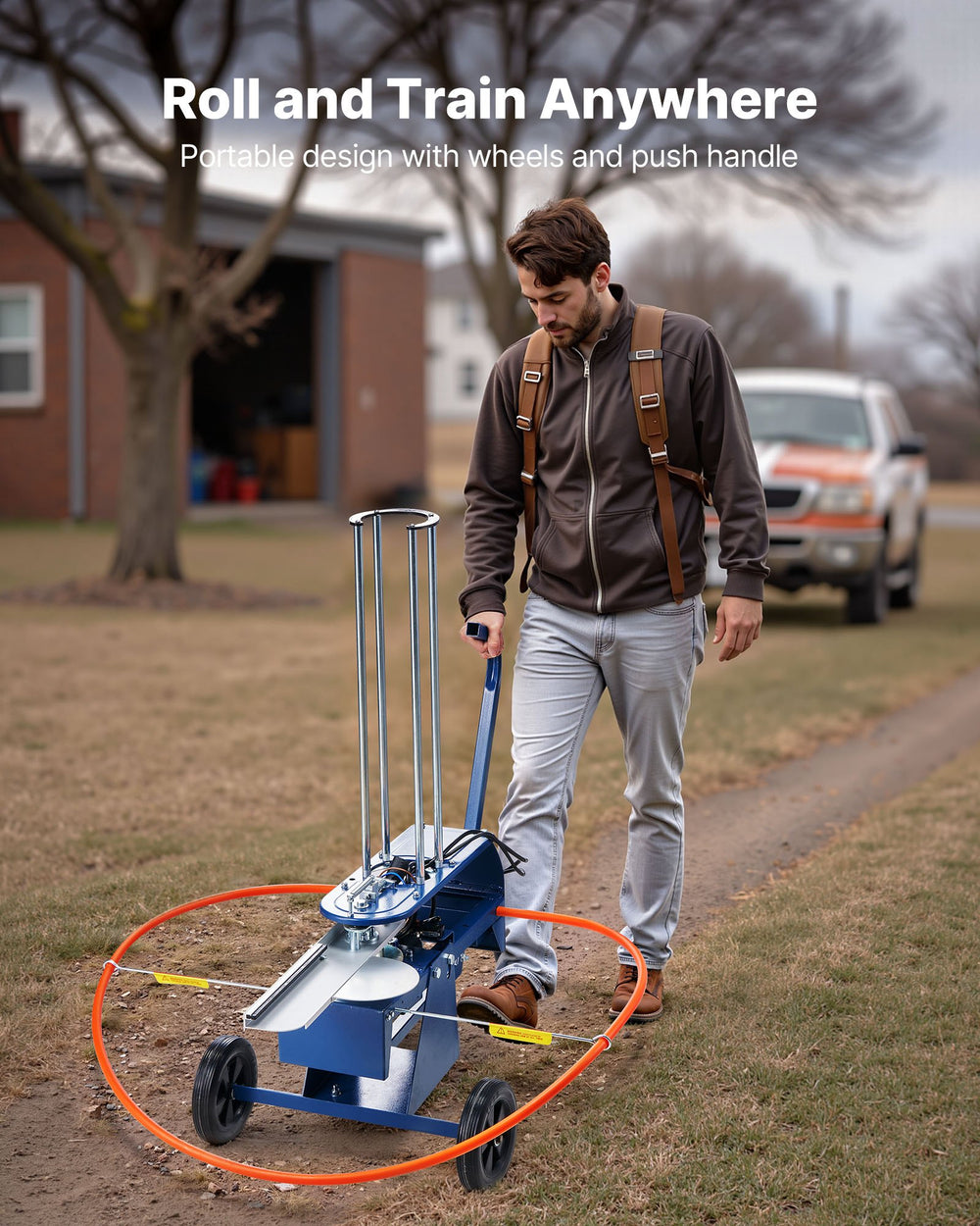 Portable design with wheels and pull handle for easy transport (feature image)